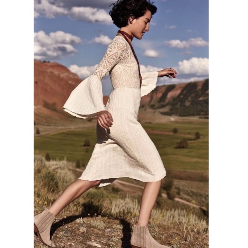 Anthropologie ivory lace dress